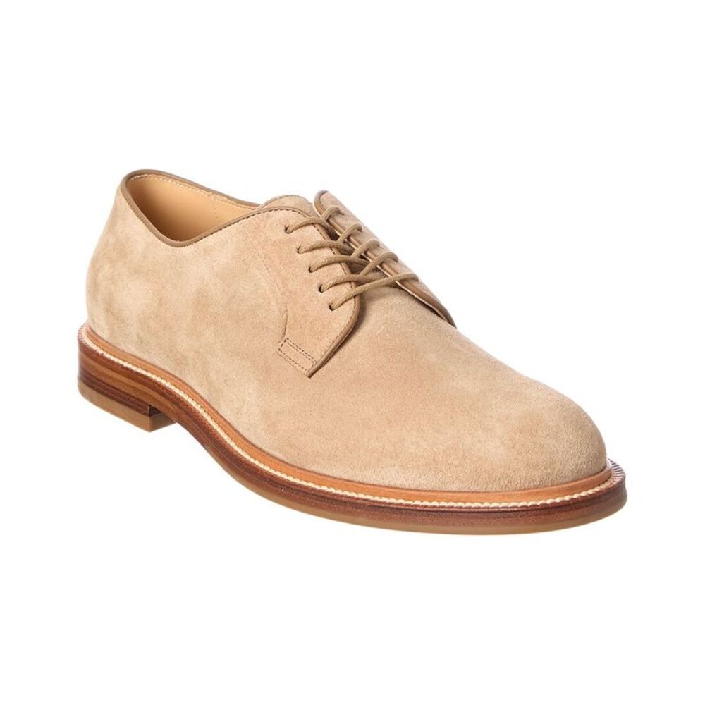 Brunello Cucinelli Suede Derby Shoe, Beige